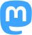 Mastodon Logo, ein blauer Elefantenkopf mit einem weißen M drin.